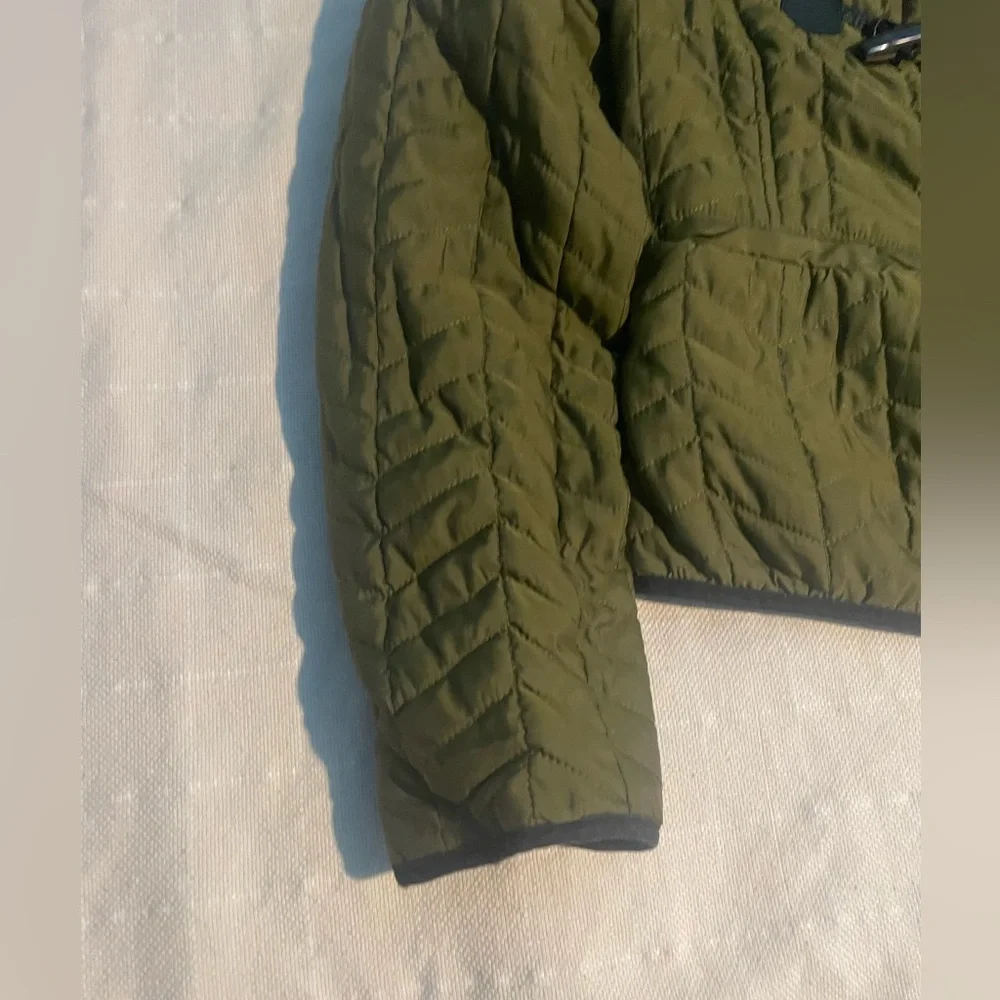 Cartonnier by Anthropologie Olive Quilted Jacket with Black Details size 6